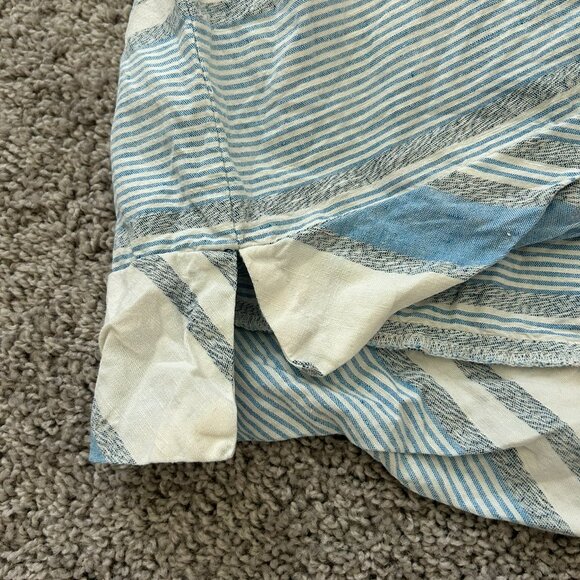 Lou & Grey Linen Cotton Top Size Small Striped Blue White Short Sleeve Crew - Picture 3 of 8